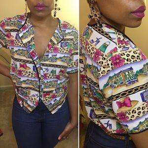 Vintage ‘Trip to Spain’ Blouse Top with buttons